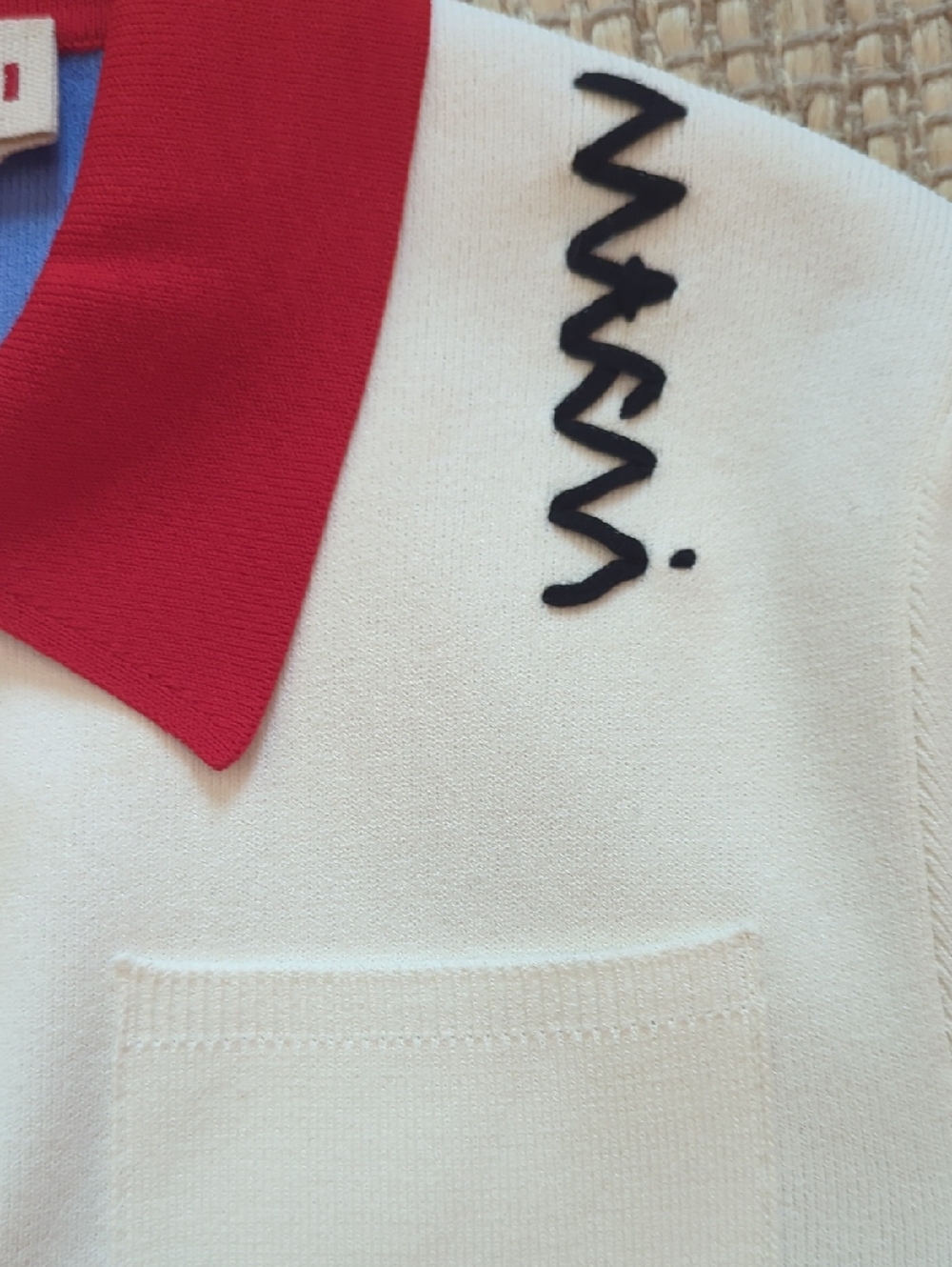 NWT Marni Technical Viscose Contrast Polo Knit Top Blue Red Size XS IT 38 - Picture 5 of 7